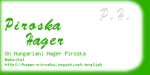 piroska hager business card